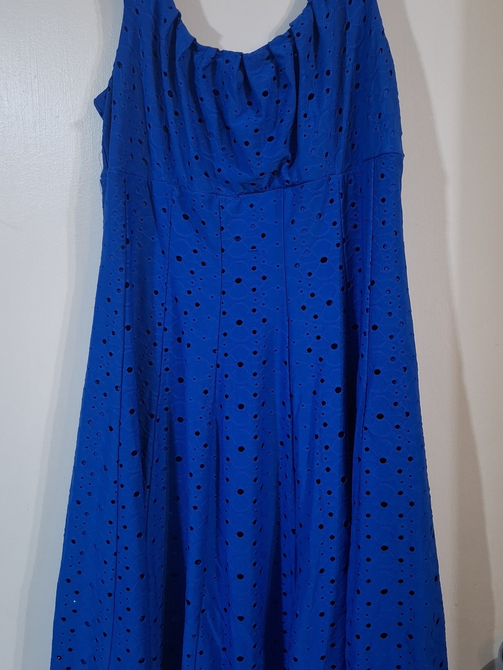 London Style Royal Blue Eyelet Midi Dress